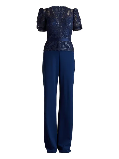Tadashi Shoji sequin lace jumpsuit Blue CGX21108YMDNIT