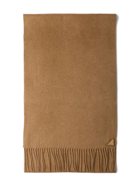 Prada triangle-logo fringed scarf Brown 1FS0652COP