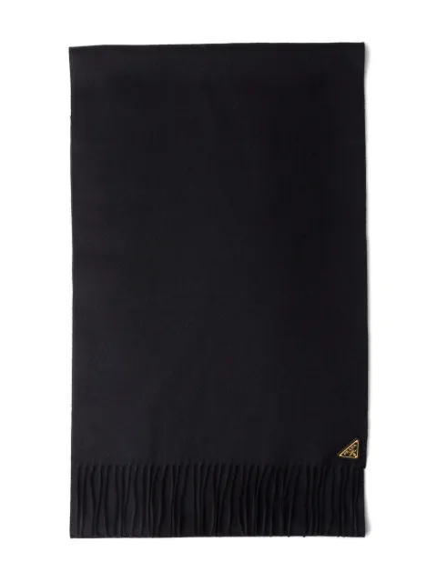 Prada triangle-logo fringed scarf Black 1FS0652COP