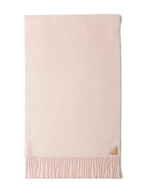 Prada triangle-logo fringed scarf Pink 1FS0652COP