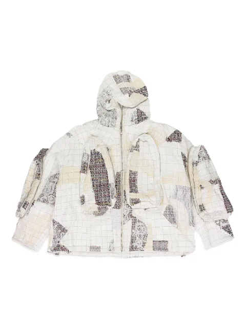 Who Decides War tweed patchwork hoodid jacket White 1131200001SS24