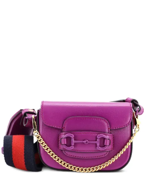 Gucci Pre-Owned Horsebit 1955 Flap Wallet with Strap Leather crossbody bag Purple TW55HACH3QOEXNI5