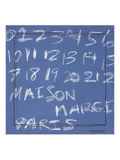 Maison Margiela scribbled numbers-print neckerchief Blue S51TF0048M35819