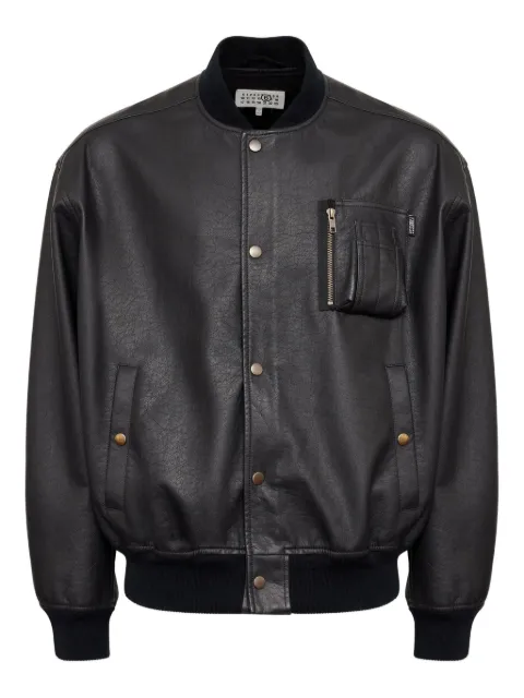 MM6 Maison Margiela leather-effect zip-pocket bomber jacket Black SH0AM0080M35740