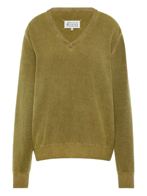 Maison Margiela virgin wool V-neck sweater Green S51HN0007M13224