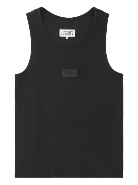 MM6 Maison Margiela ribbed logo-plaque tank top Black SH0NL0007M20054