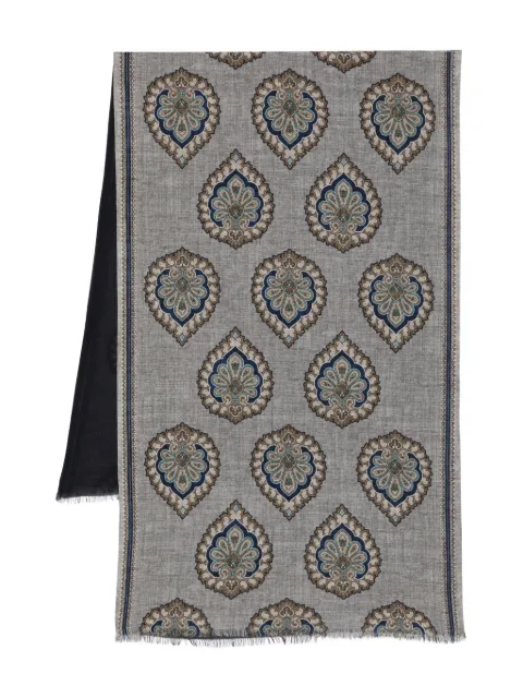 Dell'oglio fringed patterned scarf Blue VAILS444V