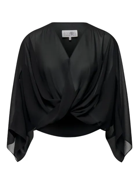 MM6 Maison Margiela draped V-neck top Black S52NH0039M35468