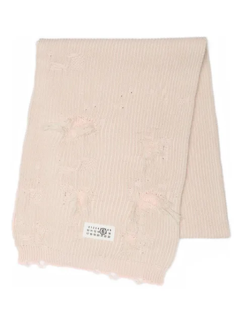 MM6 Maison Margiela distressed logo-patch scarf Pink SH0TE0004M13214