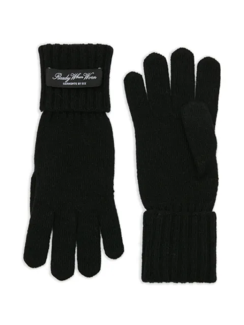 MM6 Maison Margiela ribbed-cuff logo-patch gloves Black S52TS0048M13217