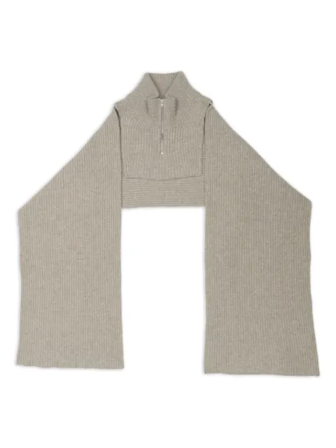 MM6 Maison Margiela half-zip ribbed scarf Neutrals SH0TH0001M13219