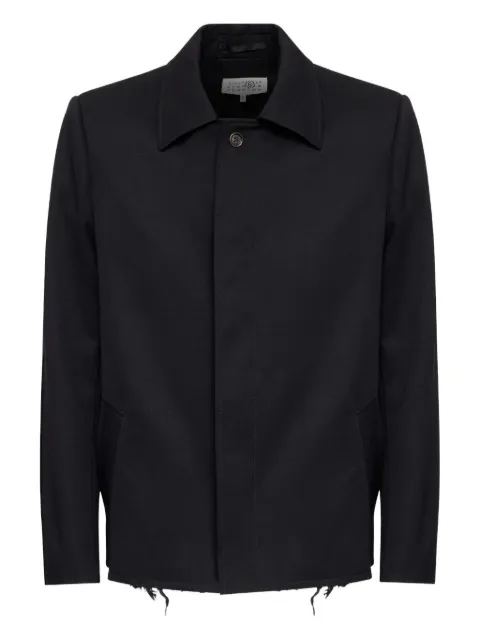MM6 Maison Margiela frayed-hem shirt jacket Black SH0AM0073S78542900