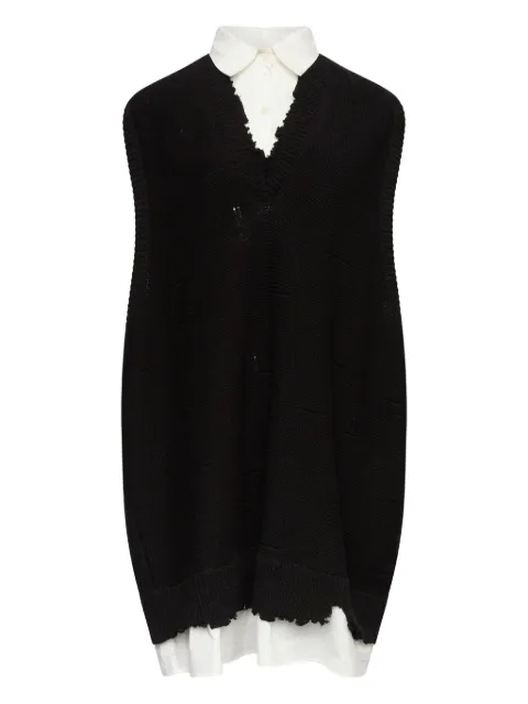 MM6 Maison Margiela frayed mini knitted dress Black S52DA0076M13220