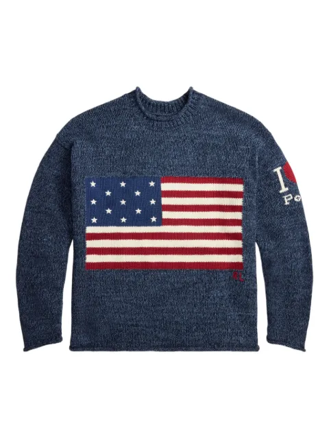 Polo Ralph Lauren flag intarsia crew-neck sweater Blue 710P05225001