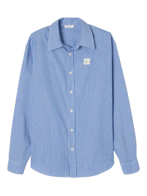 American Vintage Zatybay striped logo-patch shirt Blue MZAT06A