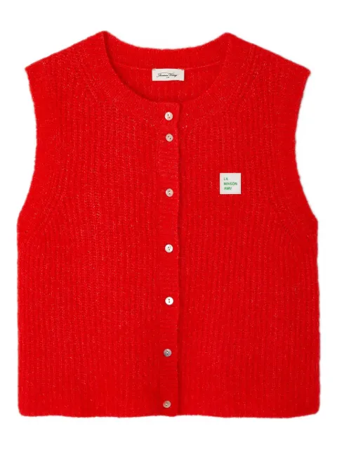 American Vintage East sleeveless button cardigan Red EAST19MC