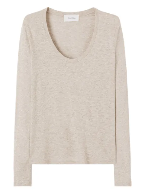 American Vintage Jacksonville long-sleeved scoop-neck T-shirt Neutrals JAC49