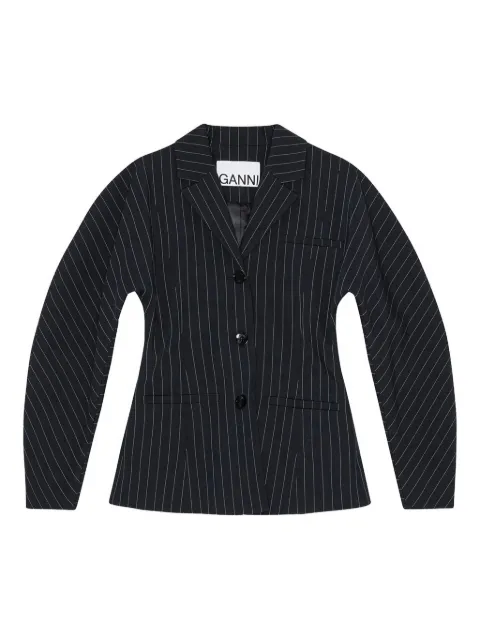 GANNI pinstripe button-fastening blazer Blue F9068