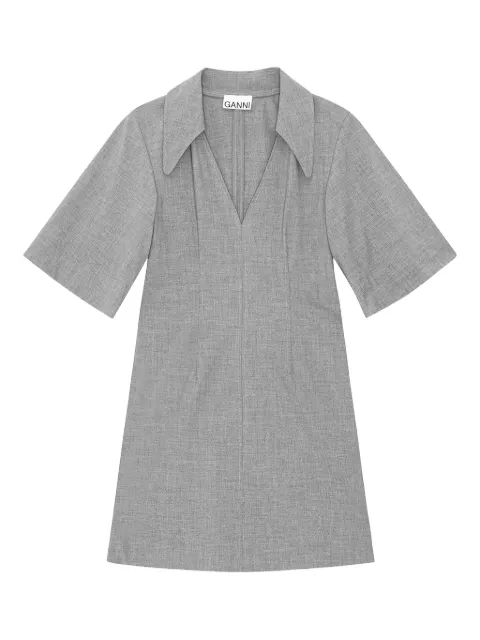 GANNI short-sleeve collar mini dress Grey F8782