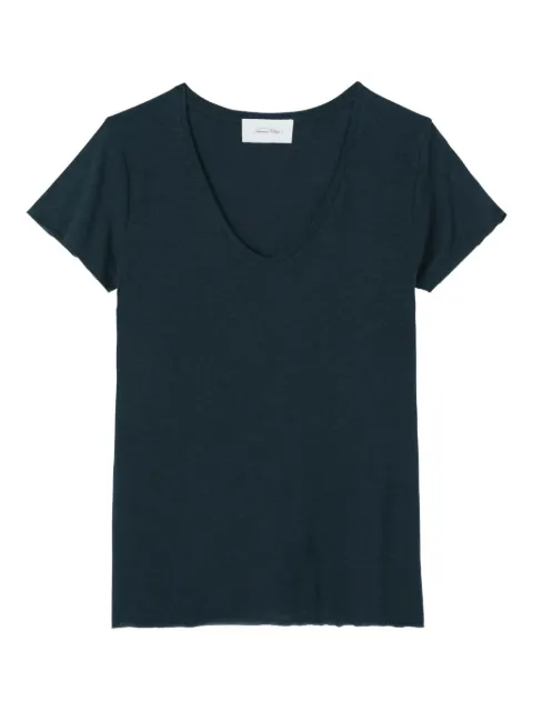 American Vintage Jacksonville V-neck T-shirt Blue JAC51