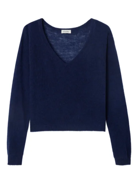 American Vintage Dumy fine-knit V-neck sweater Blue DUM18A