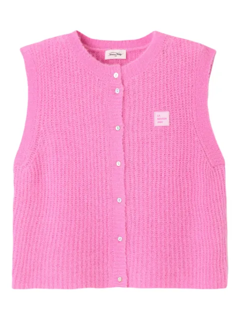 American Vintage East sleeveless buttoned cardigan Pink EAST19MCH25
