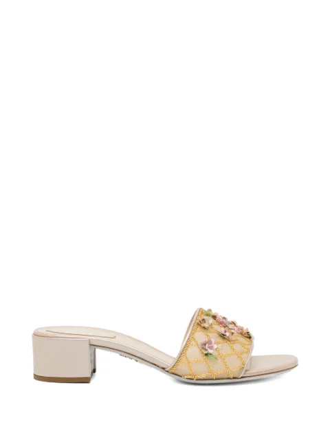 René Caovilla floral appliquéd heeled sandals Neutrals C12491040CRINV104