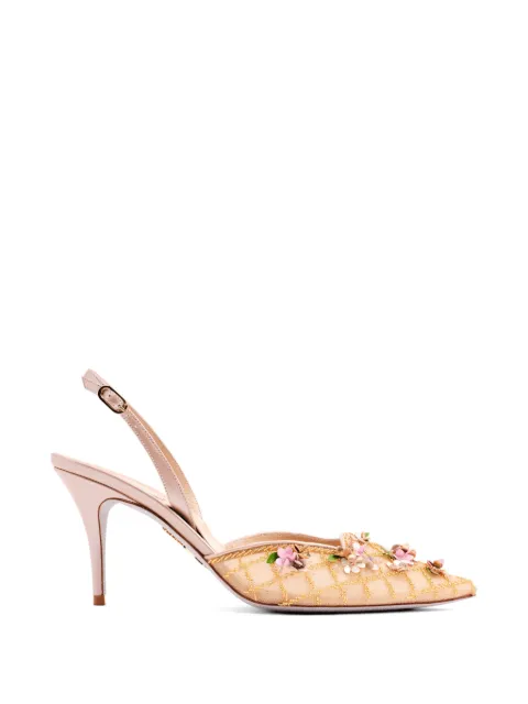 René Caovilla floral-embellished slingback pumps Neutrals C12727080CRINV104
