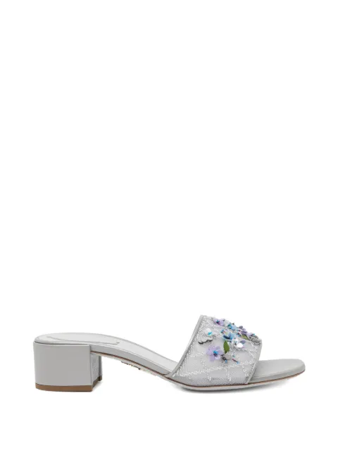 René Caovilla 40mm floral-appliqué sandals Silver C12491040CRINV232