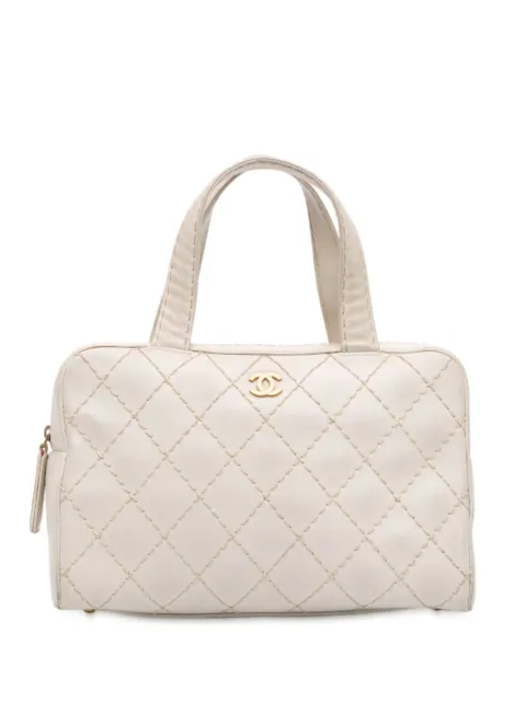 CHANEL Pre-Owned 2000-2002 CC Lambskin Wild Stitch handbag White 0XZ4PZO3LXQTO11A