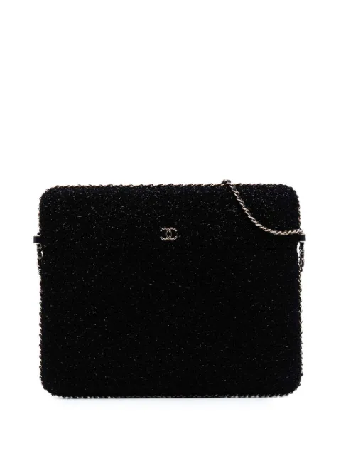 CHANEL Pre-Owned 2016-2017 CC Tweed Chain Around Tablet Holder crossbody bag Black N75SEQ9TB0T1GO9N