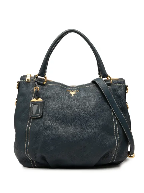 Prada Pre-Owned 2000-2025 Vitello Daino Zip Top satchel Blue A4TNQD85BAFJ9RAK