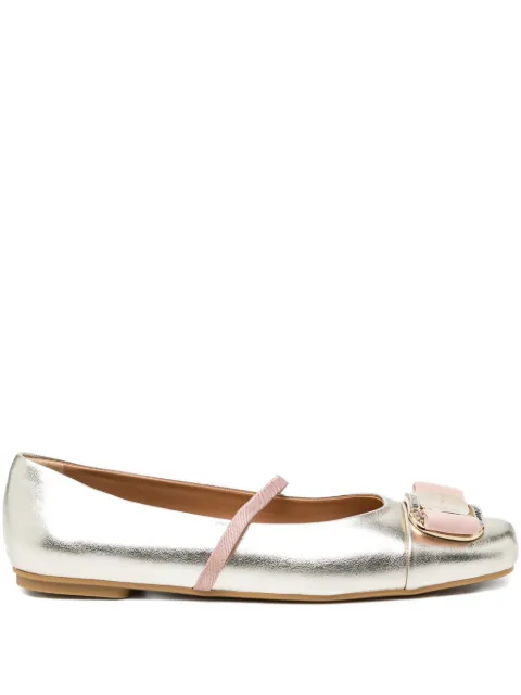 Ferragamo Vara metallic-leather ballet flats Gold 787658