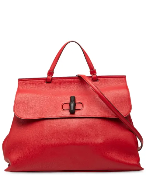 Gucci Pre-Owned 2000-2015 Large Leather Bamboo Daily satchel Red SV6LGVNNWRXOXION