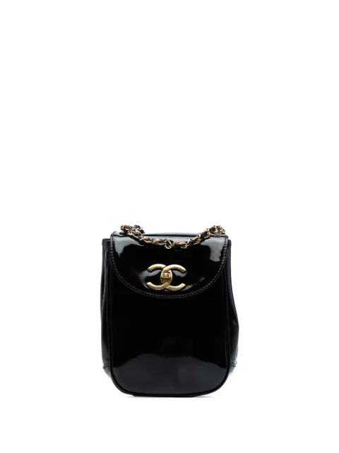 CHANEL Pre-Owned 1994-1996 CC Patent Flap crossbody bag Black 6HUO1TTMLI2BU54Y