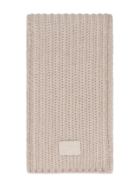 FENDI logo-patch scarf Neutrals FXT459AYKN