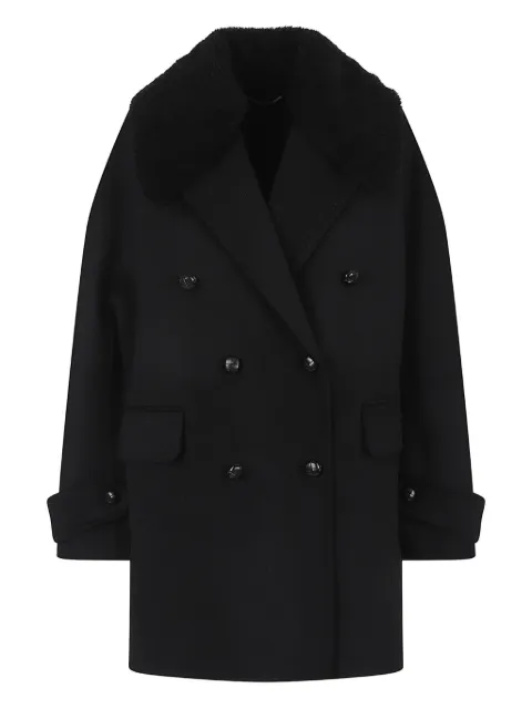 Ermanno Scervino fur-collar double-breasted coat Black D476D702SHNKW