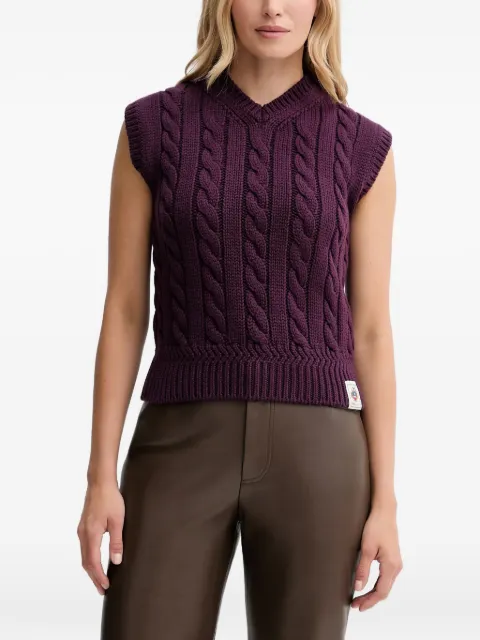Bally cable-knit V-neck top Purple WKN0AN