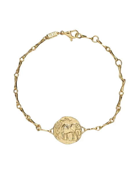 Azlee 18K yellow gold Elefante diamond single coin bracelet Gold B742G18B