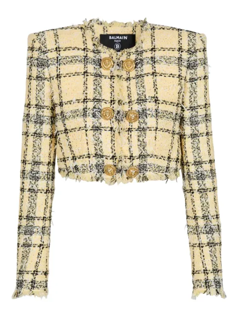 Balmain tweed button jacket Yellow GF1SD280XL73