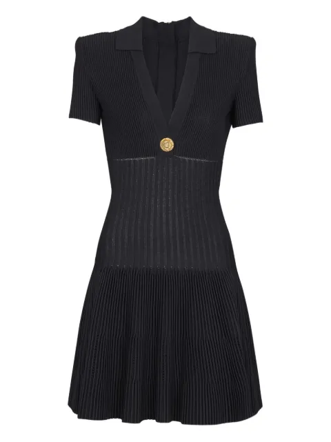 Balmain short flared knit dress Black GF1R7153KJ30