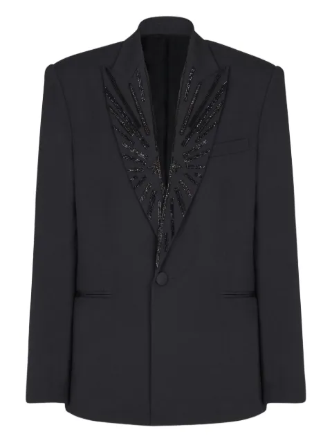 Balmain beaded-lapel single-breasted blazer Black GH1SE492PD31