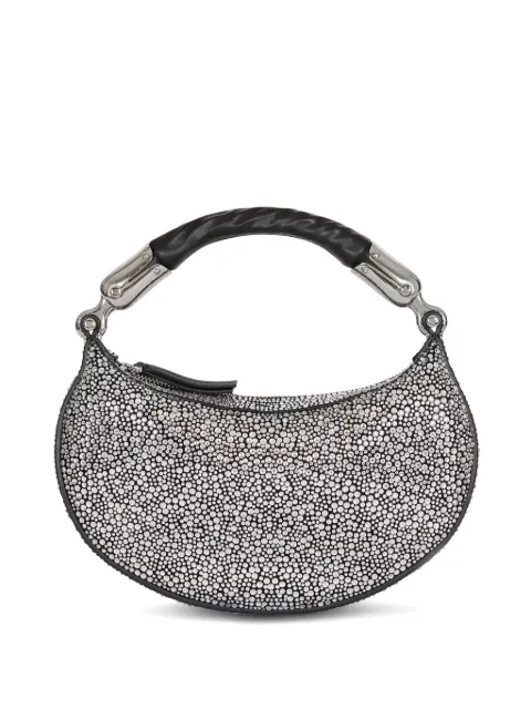 Balmain mini Ebene suede crystal tote bag Silver GN1BS027AAHX