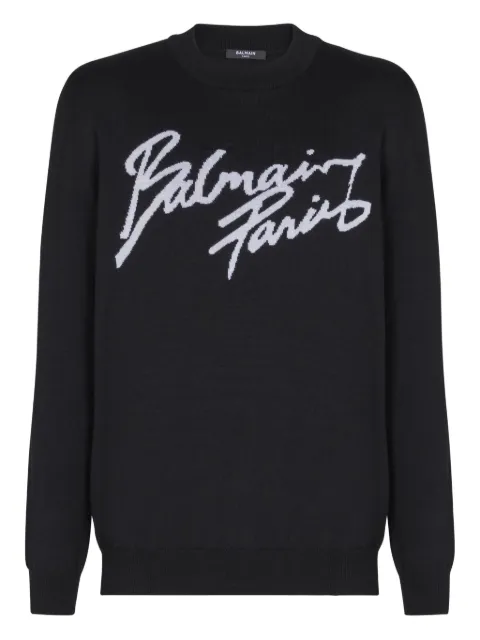 Balmain crew-neck wool sweater Black GH1KD000KJ61