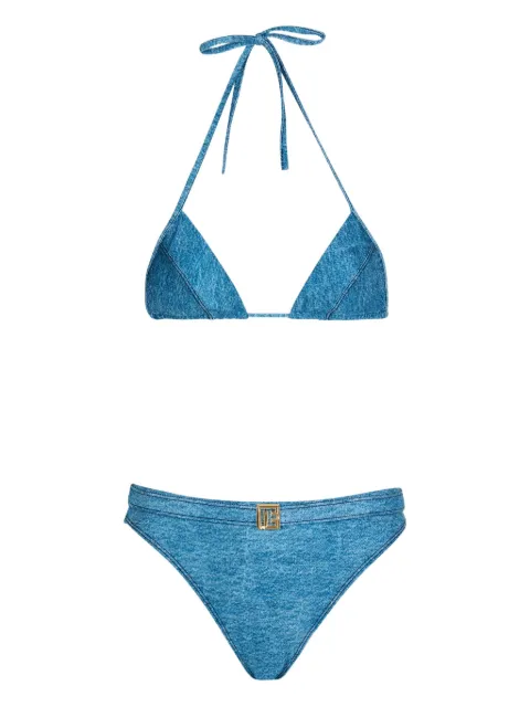 Balmain logo-plaque bikini Blue BKB962520427