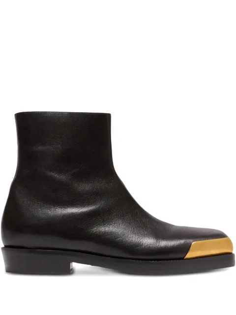 Balmain square-toe boots in textured leather Black GM1TE390LSDX