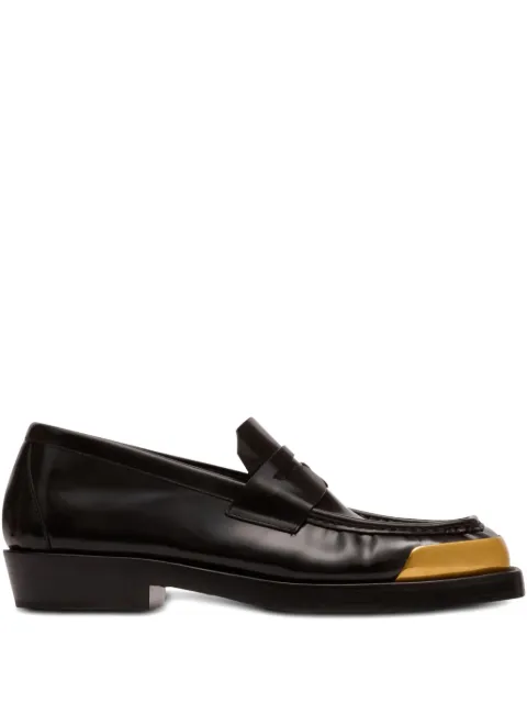 Balmain square-toe glazed leather loafers Black GM1UO392LSPZ