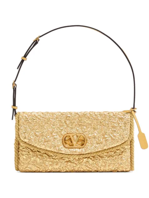 Valentino Garavani DeVain small shoulder bag in cloqué jacquard fabric Gold WB0T31AUZ