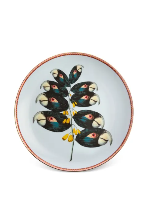 La DoubleJ parrotstem print decorative plate Blue DPL0001CER001PAS02BU01