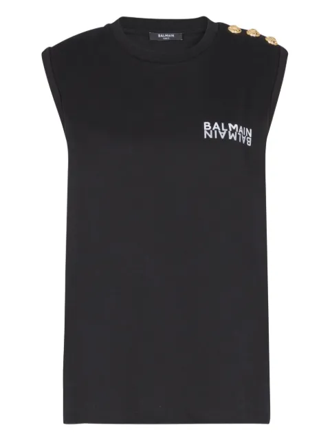 Balmain button-detail tank top Black EF6ED002BB04